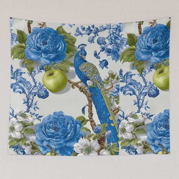 Item preview, Blue Peacock with Apples and Pears pattern designed and sold by CMooreWorx.