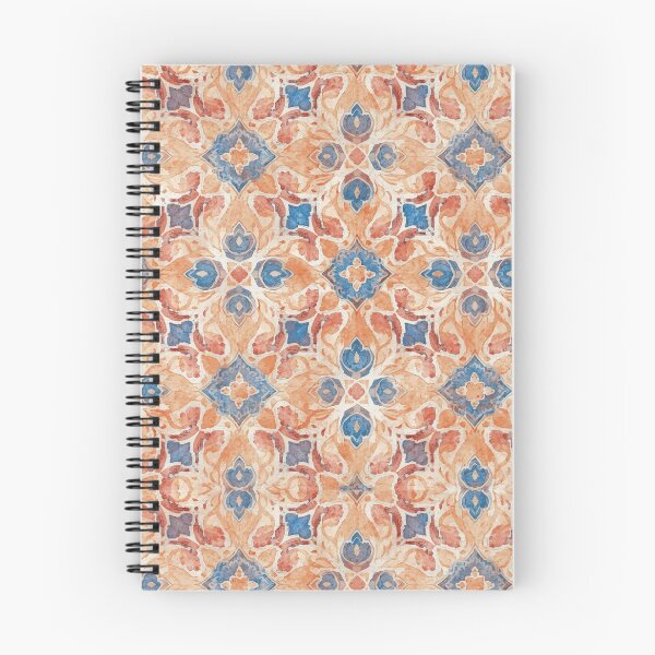 Item preview, Peach & Blue Watercolor Tile Pattern | Boho Mediterranean Moroccan Design designed and sold by poppet103.
