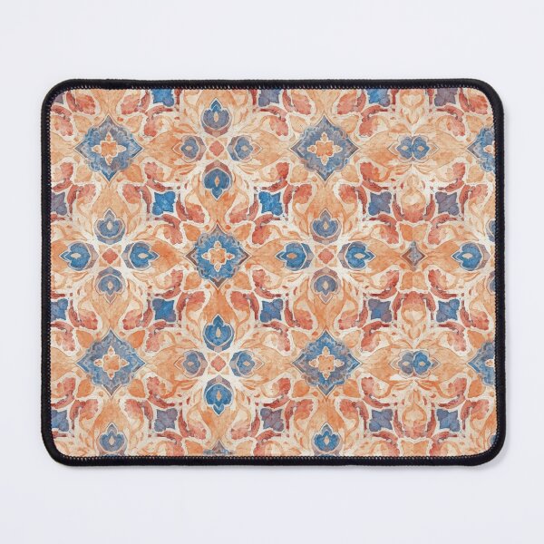 Item preview, Peach & Blue Watercolor Tile Pattern | Boho Mediterranean Moroccan Design designed and sold by poppet103.