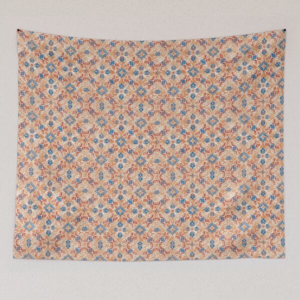 Item preview, Peach & Blue Watercolor Tile Pattern | Boho Mediterranean Moroccan Design designed and sold by poppet103.