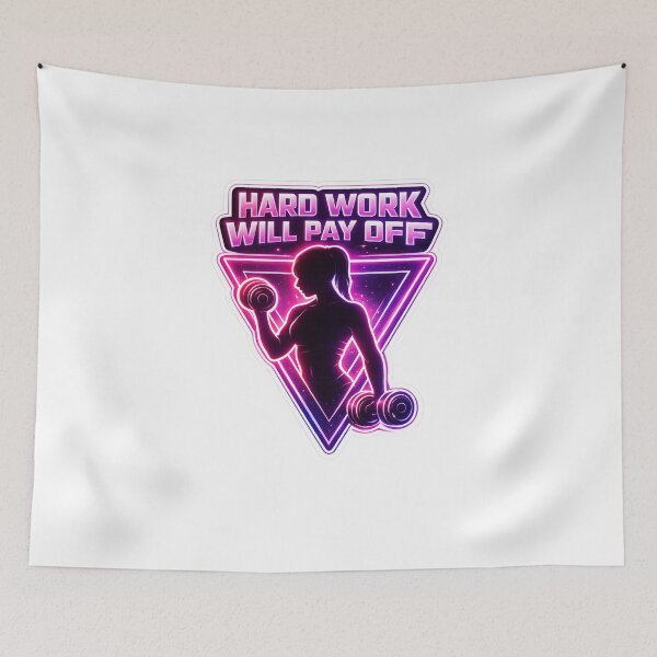 Item preview, Hard Work Will Pay Off Neon Gym Fitness designed and sold by Digistore1221.
