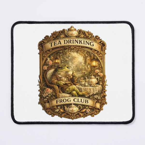 Item preview, Tea Drinking Frog Club Cozy Cottagecore Frog Tea Party Sticker designed and sold by MrDev.