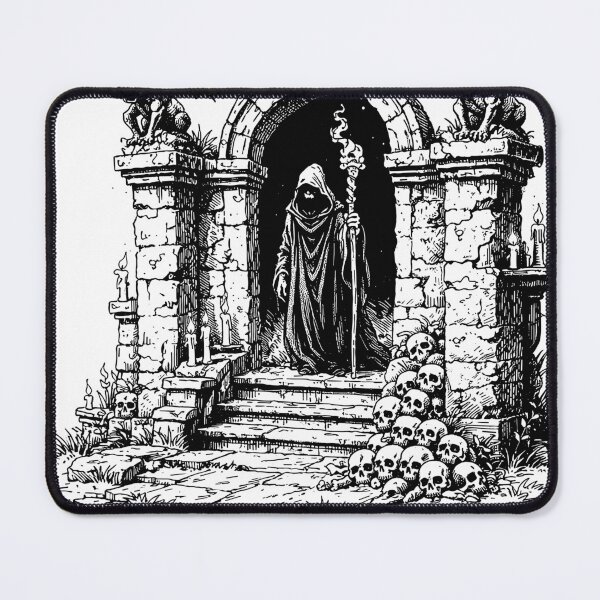 Item preview, Grim Reaper in the Cathedral Gates Poster designed and sold by Matinez Pink.