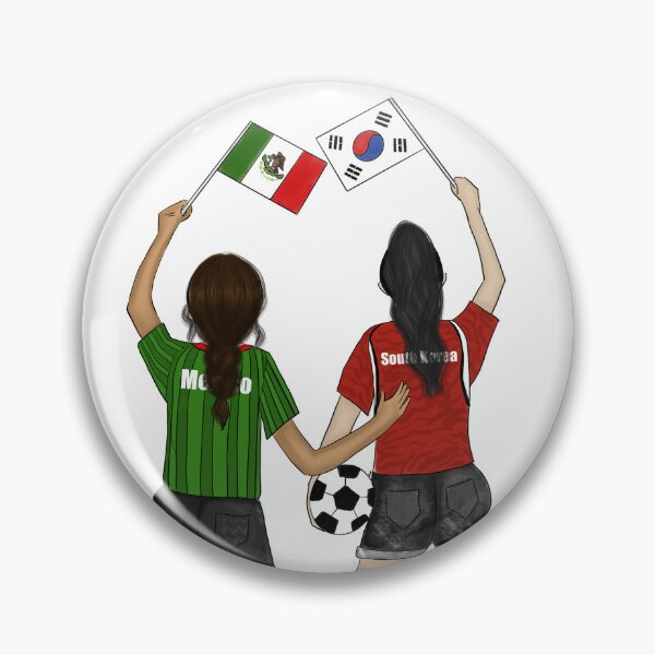 Item preview, Mexico vs South Korea Soccer Fans - Friends Cheering for their Team with Flags designed and sold by SMillustrations.