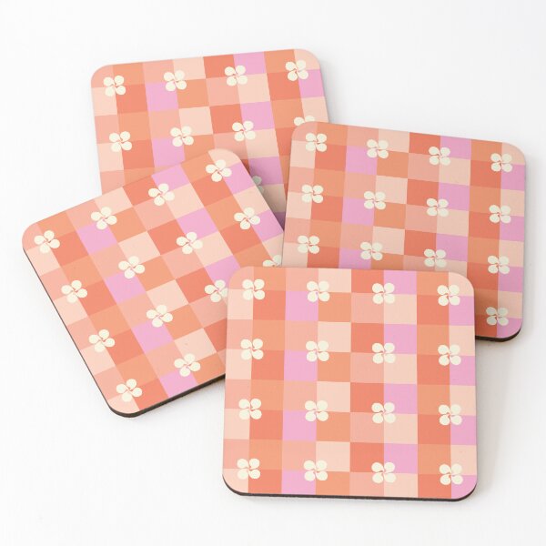 Item preview, Orange & Pink Checkered Floral Pattern | Retro Groovy Flower Design designed and sold by poppet103.