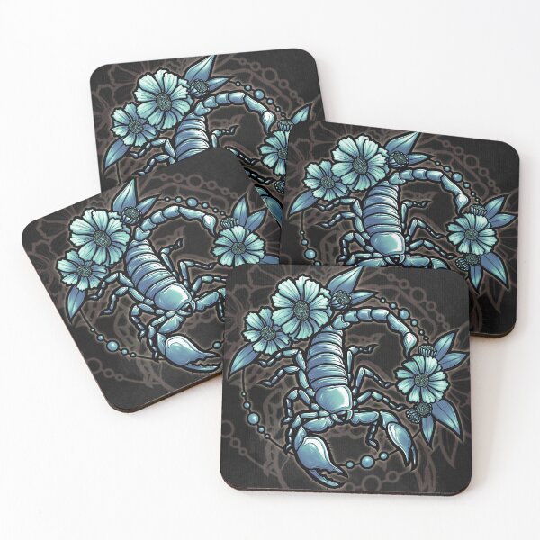 Item preview, scorpion & desert sunflowers (blue) designed and sold by Rumcherry Art.