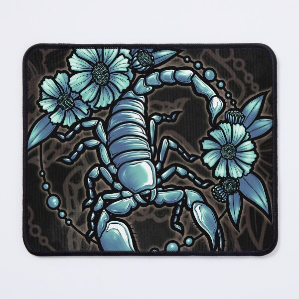 Item preview, scorpion & desert sunflowers (blue) designed and sold by Rumcherry Art.