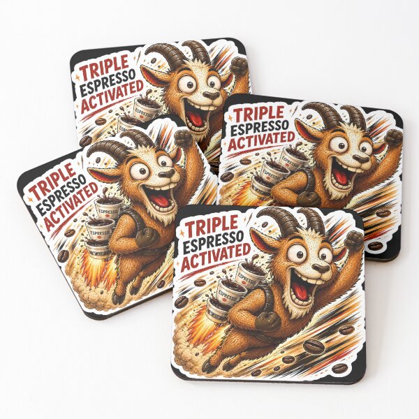 Item preview, ⁠Funny Coffee Goat Sticker Pack Vol 1-Triple Espresso Activated Funny Coffee Goat⁠ designed and sold by Easternpantry.