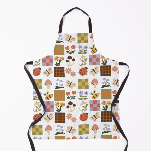 Item preview, Earthy Grid Doodle Pattern | Bees, Butterflies, Mushrooms & Boho Botanical Design designed and sold by poppet103.
