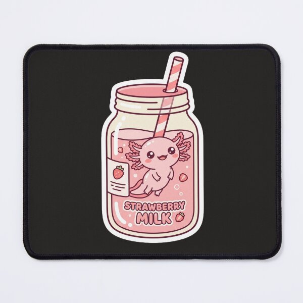 Item preview, Cute Kawaii Axolotl Strawberry Milk Sticker designed and sold by MagsMarC.