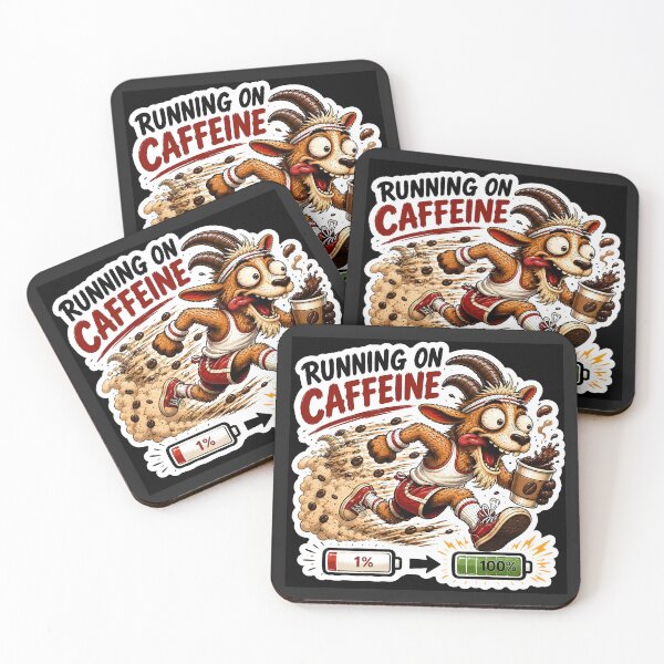 Item preview, Funny Coffee Goat Sticker Pack Vol 1- ⁠Funny Running on Caffeine Coffee Goat designed and sold by Easternpantry.
