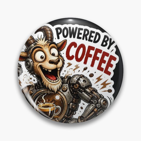 Item preview, ⁠Funny Coffee Goat Sticker Pack Vol 1-Powered By Coffee Funny Robot Goat⁠ designed and sold by Easternpantry.