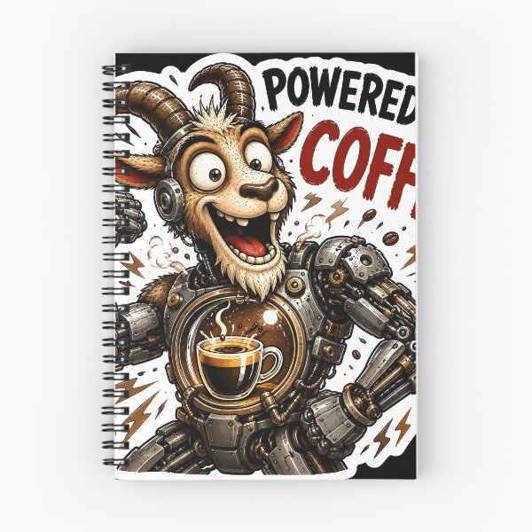 Item preview, ⁠Funny Coffee Goat Sticker Pack Vol 1-Powered By Coffee Funny Robot Goat⁠ designed and sold by Easternpantry.