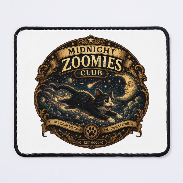 Item preview, Midnight Zoomies Club Celestial Cat Vintage Badge Funny Cat Lover Sticker designed and sold by MrDev.