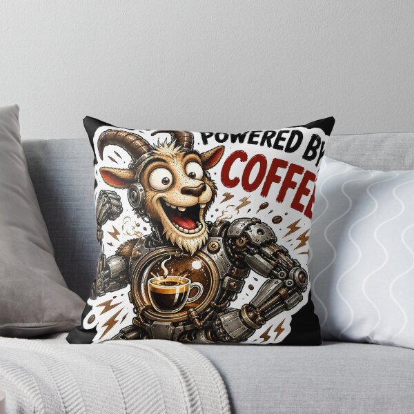 Item preview, ⁠Funny Coffee Goat Sticker Pack Vol 1-Powered By Coffee Funny Robot Goat⁠ designed and sold by Easternpantry.