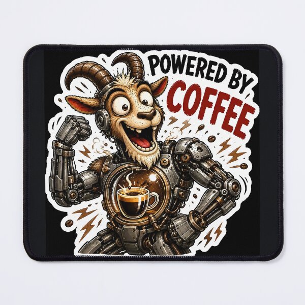 Item preview, Funny Coffee Goat Sticker Pack Vol 1-Powered By Coffee Funny Robot Goat designed and sold by Easternpantry.