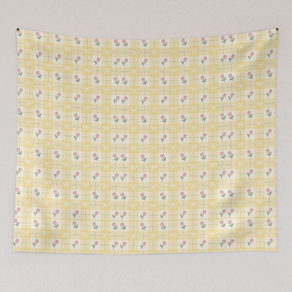 Item preview, Pastel Yellow Gingham Tiny Bows Print designed and sold by Luv4tete.