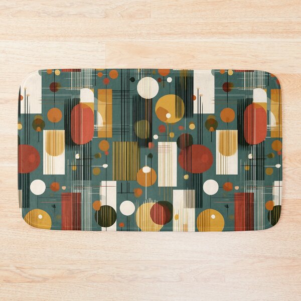 Item preview, Mid Century Modern Geometric Turquoise Retro Pattern designed and sold by Boddicca.