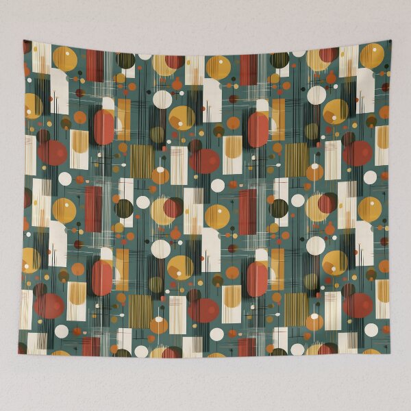 Item preview, Mid Century Modern Geometric Turquoise Retro Pattern designed and sold by Boddicca.
