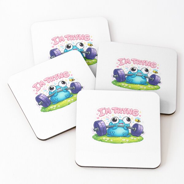Item preview, I'm Trying Cute Frog Gym Weightlifting designed and sold by Digistore1221.