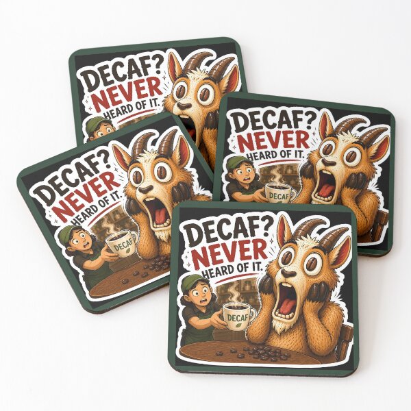 Item preview, ⁠Funny Coffee Goat Sticker Pack Vol 2⁠-Decaf Never Heard Of It Funny Goat⁠ designed and sold by Easternpantry.
