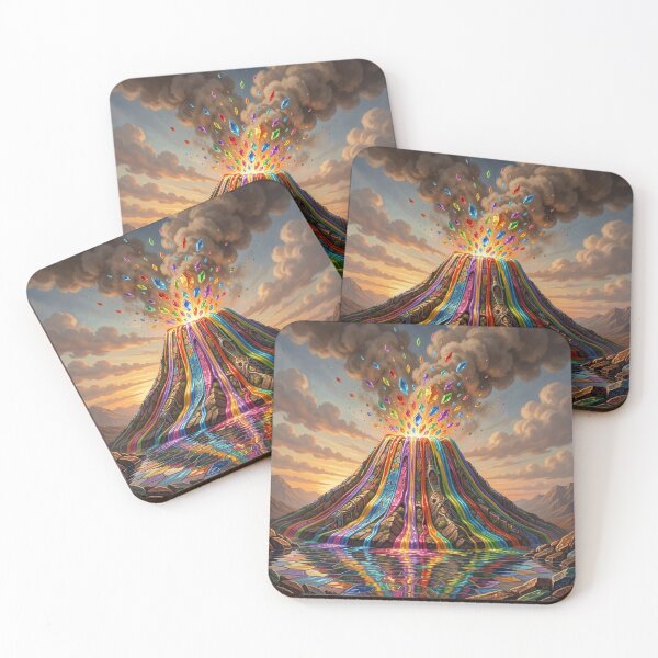 Aperçu de l'œuvre Rainbow Gem Volcano Eruption Fantasy Landscape créée et vendue par Pioneer Spirit Market.