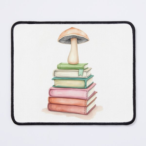 Item preview, Watercolor Mushroom Atop Colorful Stacked Books designed and sold by Vida e Arte.