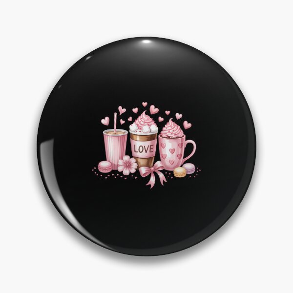 Item preview, Valentines Day Pink Coffee Cups Latte Iced Cream Chocolate designed and sold by SapfireStuArt.