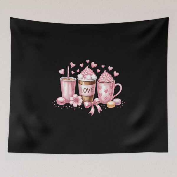 Item preview, Valentines Day Pink Coffee Cups Latte Iced Cream Chocolate designed and sold by SapfireStuArt.