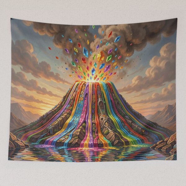 Artikelvorschau, Rainbow Gem Volcano Eruption Fantasy Landscape entworfen und verkauft von Pioneer Spirit Market.