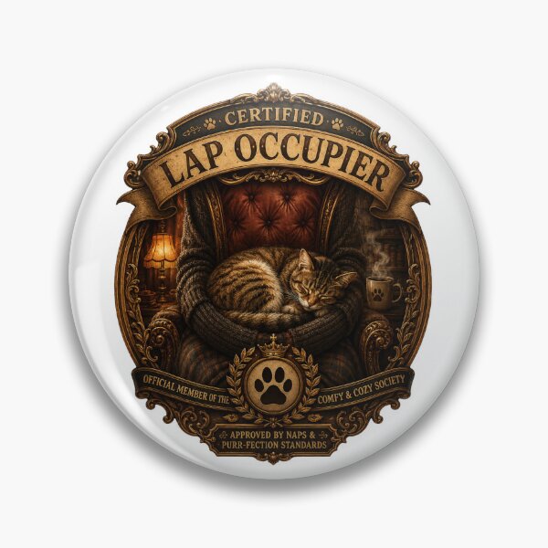 Item preview, Certified Lap Occupier Vintage Sleeping Cat Badge Cozy Cat Lover Sticker designed and sold by MrDev.