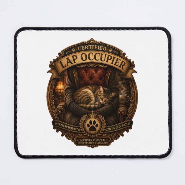 Item preview, Certified Lap Occupier Vintage Sleeping Cat Badge Cozy Cat Lover Sticker designed and sold by MrDev.