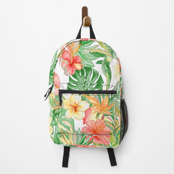 Item preview, Hawaiian Watercolor Floral n Foliage Peach Hibiscus Lush Monstera designed and sold by PixDezines.