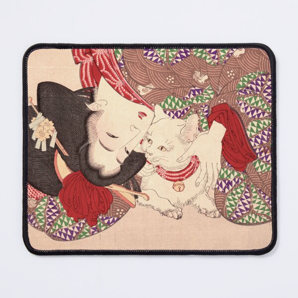 Item preview, "Teasing a cat" Tsukioka Yoshsitoshi 1888 designed and sold by 2ndBloom.