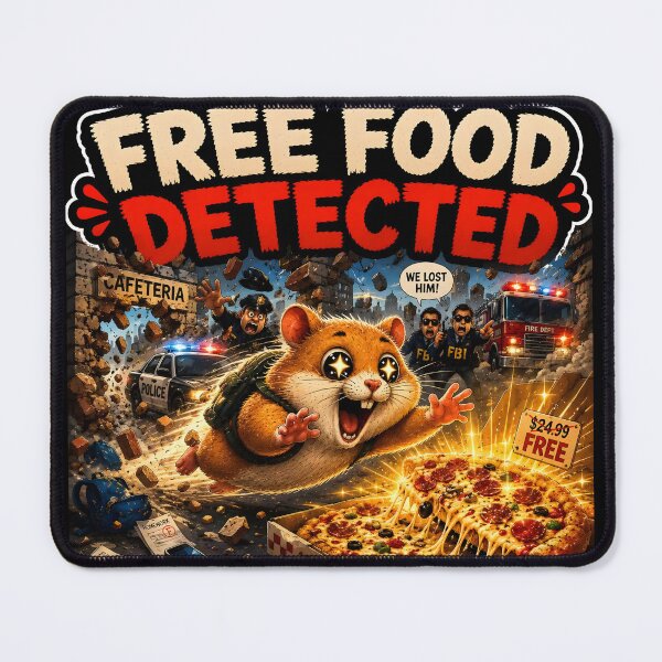 Item preview, Free Food Detected Funny Hamster Pizza Meme Sticker designed and sold by Easternpantry.