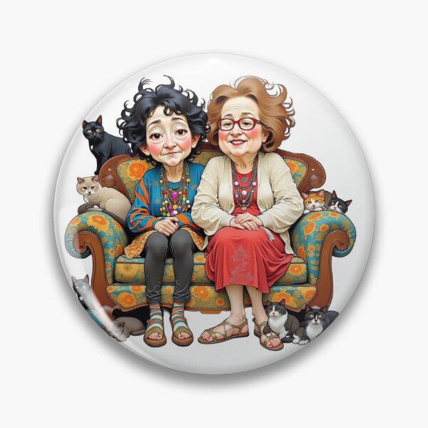 Item preview, Comical Lady Friends with Cats designed and sold by Beyond The Canvas.