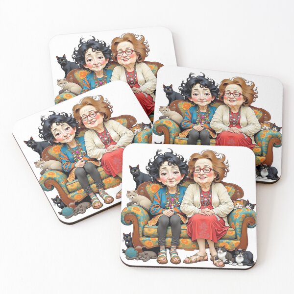 Item preview, Comical Lady Friends with Cats designed and sold by Beyond The Canvas.
