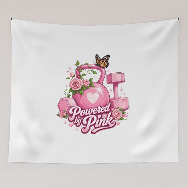 Item preview, Powered By Pink Cute Gym Kettlebell Floral designed and sold by Digistore1221.