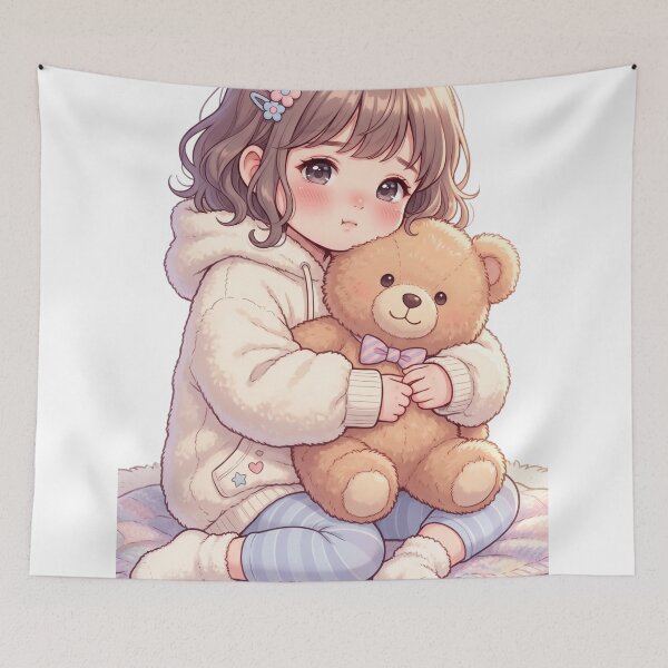 Item preview, Kawaii Teddy Hug Kid – Cute Cozy Anime Aesthetic designed and sold by krishna-artdesigns.