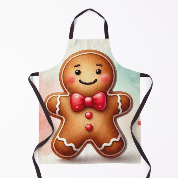 Item preview, Smiling Gingerbread Man with Red Bow Tie - Christmas Watercolor Art designed and sold by Pioneer Spirit Market.