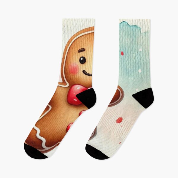 Item preview, Smiling Gingerbread Man with Red Bow Tie - Christmas Watercolor Art designed and sold by Pioneer Spirit Market.