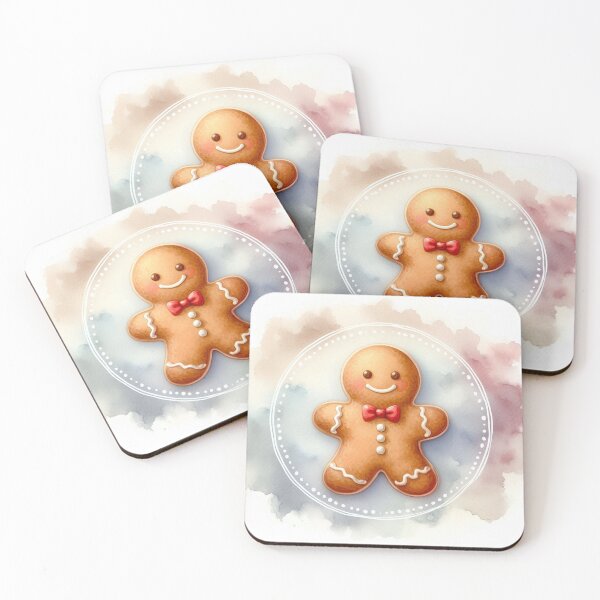 Item preview, Cute Gingerbread Man in Circle Frame - Christmas Watercolor Art designed and sold by Pioneer Spirit Market.
