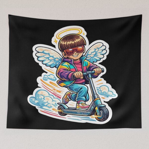 Item preview, Life Goes On Scooter Angel Retro Cartoon Sticker . designed and sold by  TrendForge.