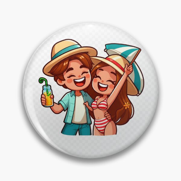 Item preview, Cute Summer Beach Couple Chibi Sticker | Kawaii Vacation Cartoon | Happy Tropical Love Illustration designed and sold by Maanvir.