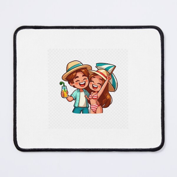 Item preview, Cute Summer Beach Couple Chibi Sticker | Kawaii Vacation Cartoon | Happy Tropical Love Illustration designed and sold by Maanvir.