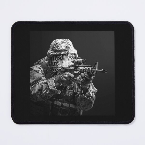 Item preview, Black and White Tactical Tiger Soldier Art designed and sold by inkoutninja.