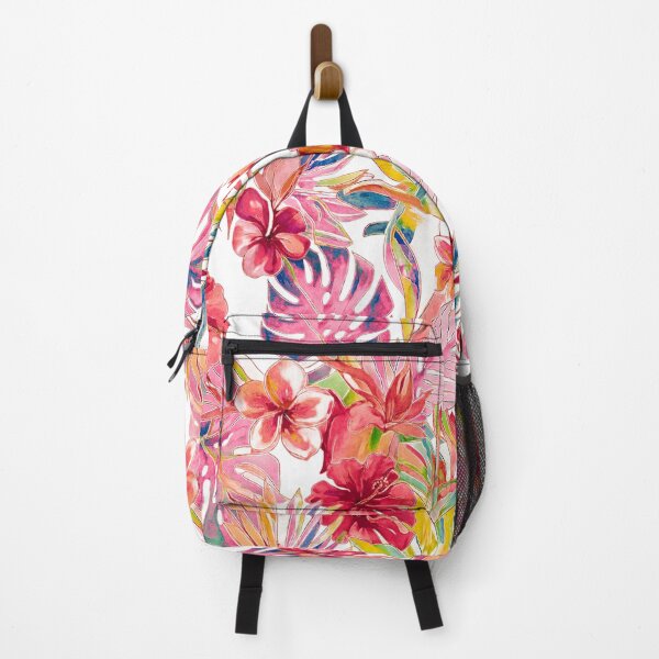 Item preview, Hawaiian Watercolor Floral n Foliage Red Hibiscus Monstera designed and sold by PixDezines.