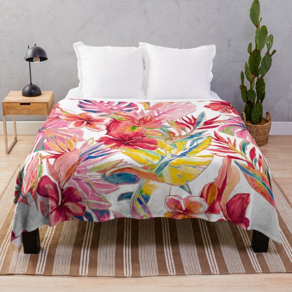 Item preview, Hawaiian Watercolor Floral n Foliage Red Hibiscus Monstera designed and sold by PixDezines.