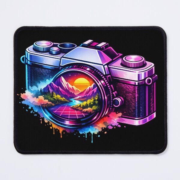 Item preview, Synthwave Retro Camera Neon Watercolor Art Photography Lover designed and sold by ArtoryWorks.