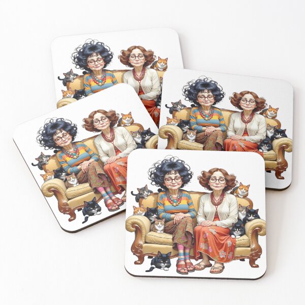Item preview, Comical Lady Friends with Cats #2 designed and sold by Beyond The Canvas.